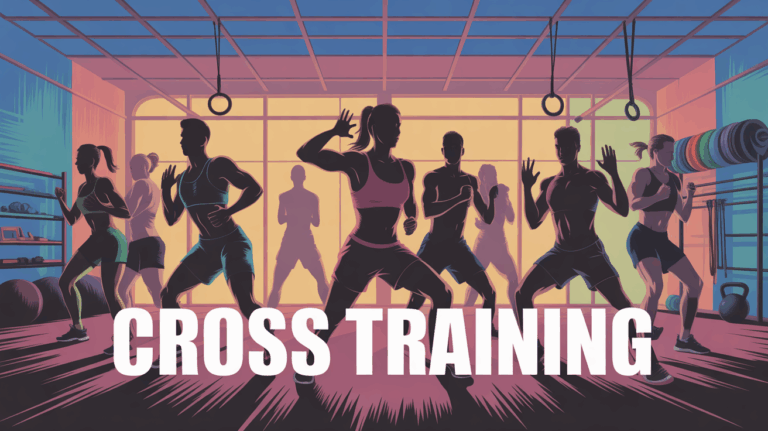 Illustration dynamique cross training en salle avec accessoires