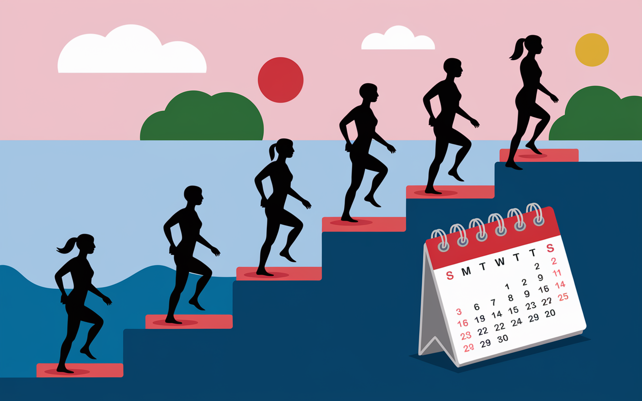 Progression aquagym femme dans l'eau calendrier
