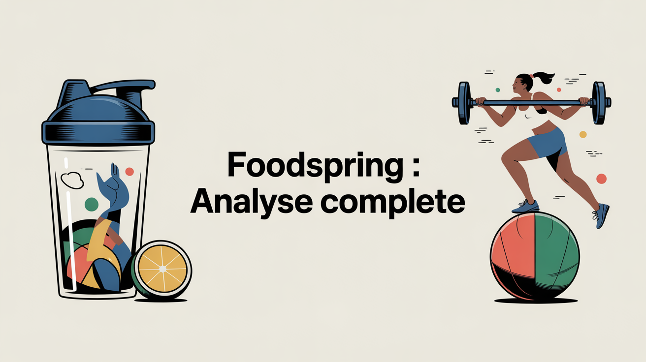 Illustration Foodspring bilan sport shaker balance silhouettes