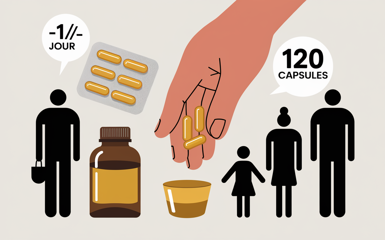 huile de foie de morue capsules cuillère flacon usage famille