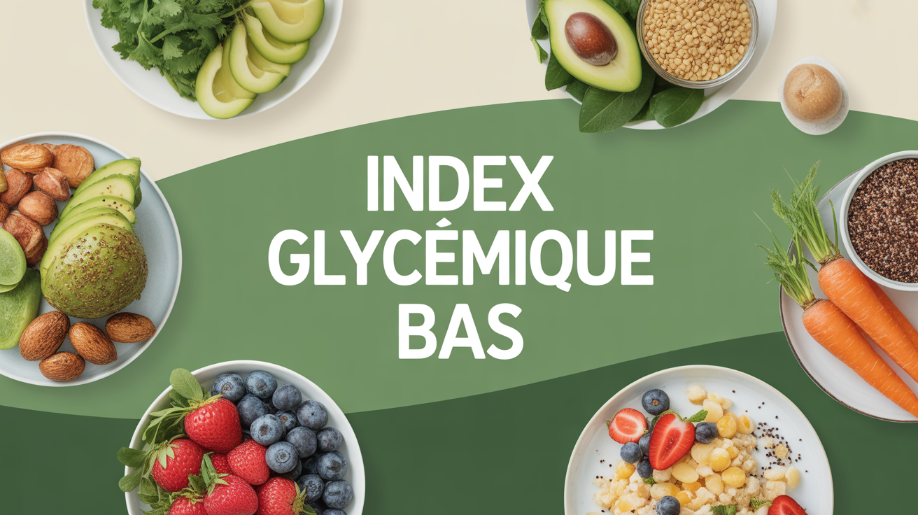 assiette aliments index glycémique bas avocat lentilles quinoa carotte fraise amandes