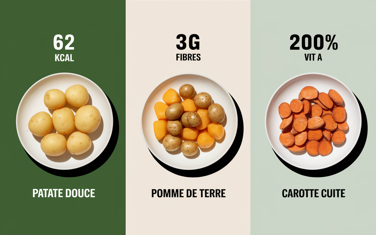 patate douce chiffres nutritionnels assiettes vues dessus