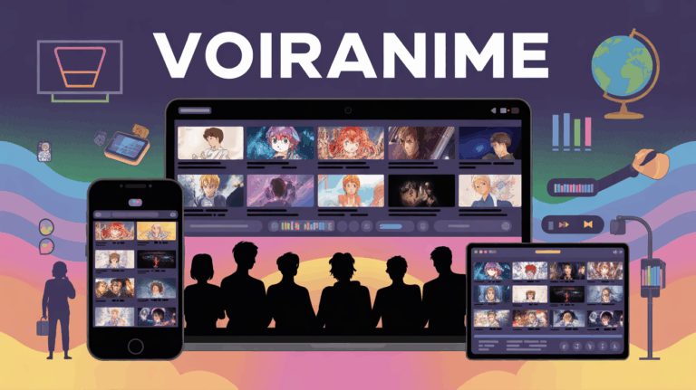 Voiranime sur mobile et ordinateur avec icônes sécurité