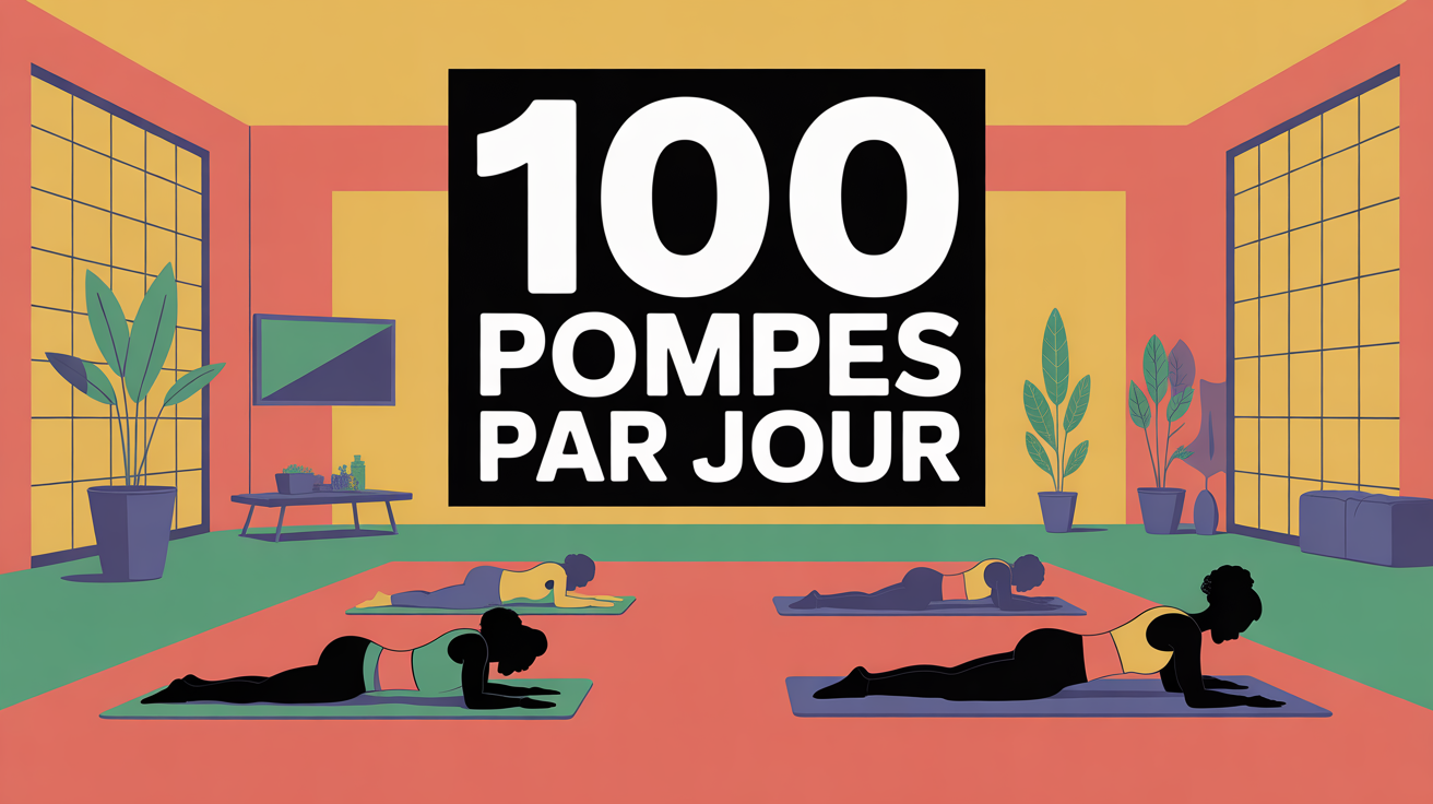Silhouettes féminines faisant 100 pompes par jour, ambiance musculation