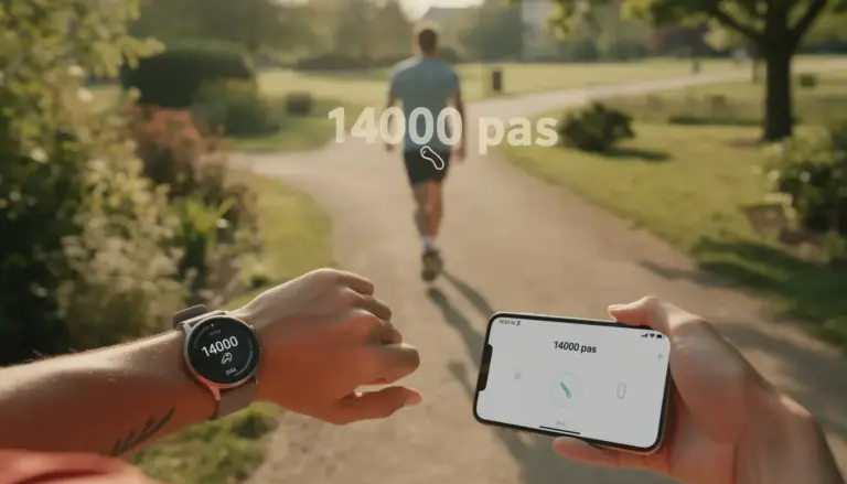 personne marche 14000 pas montre calcul distance