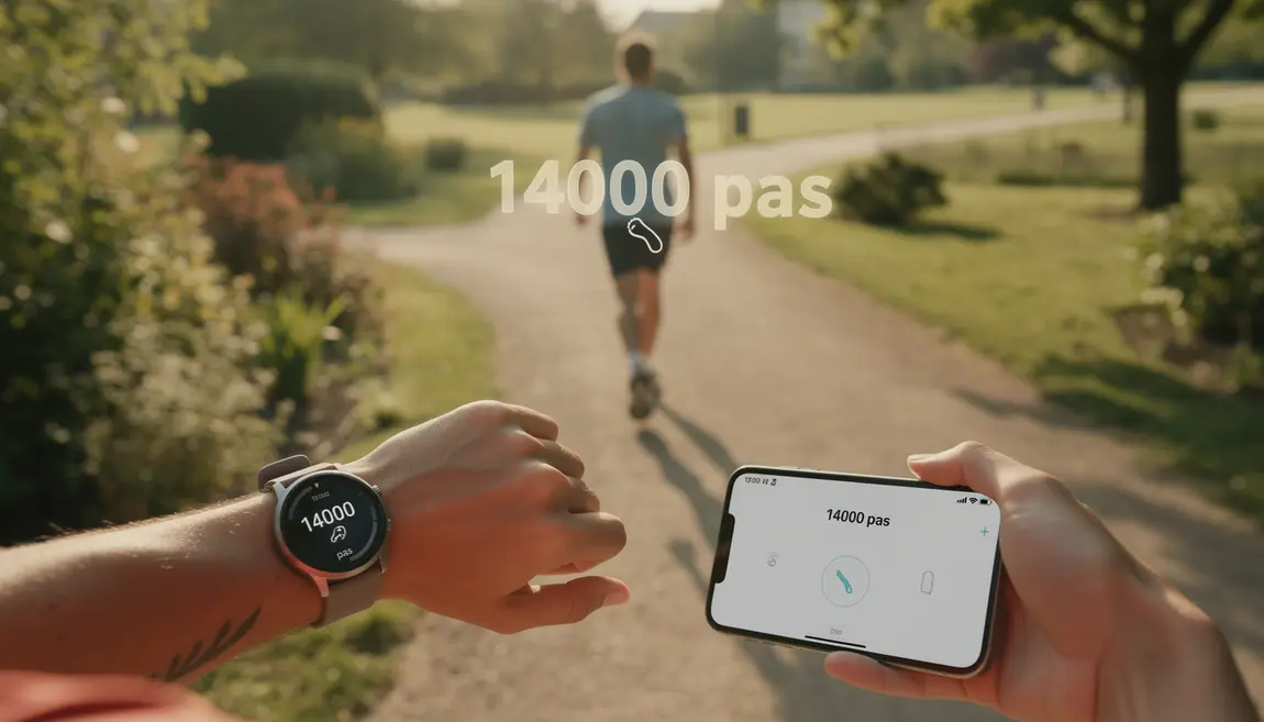 personne marche 14000 pas montre calcul distance