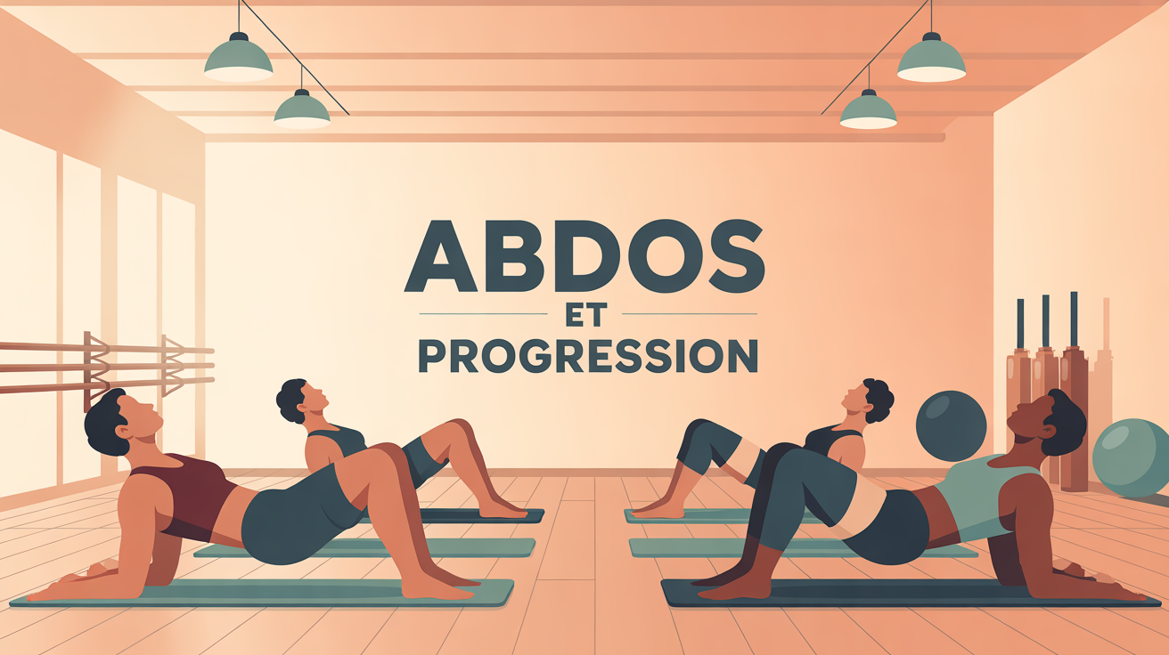 Illustration abdos progression gym salle moderne