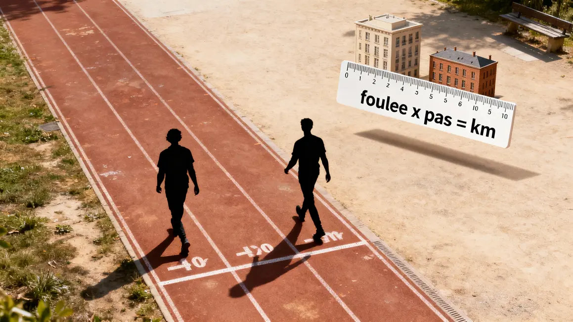 calcul foulée distance marche piste
