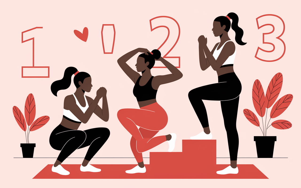 Trois femmes font squat fente step-up cuisses affinées