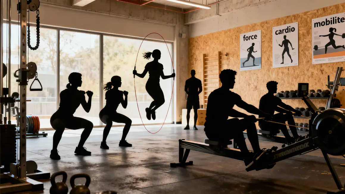 Groupe mixte CrossFit fondamentaux salle sport