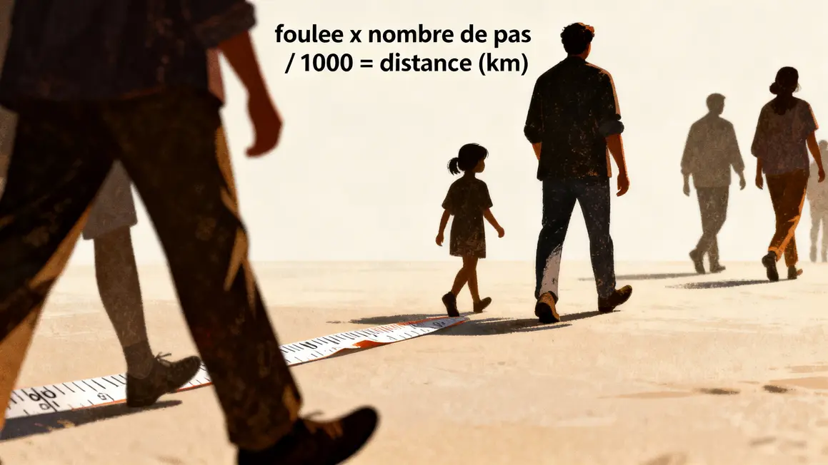 Schéma conversion 11000 pas distance adulte