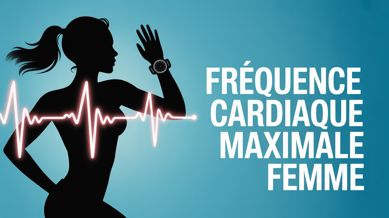 silhouette sportive femme sur ECG bleu frequence cardiaque maximale