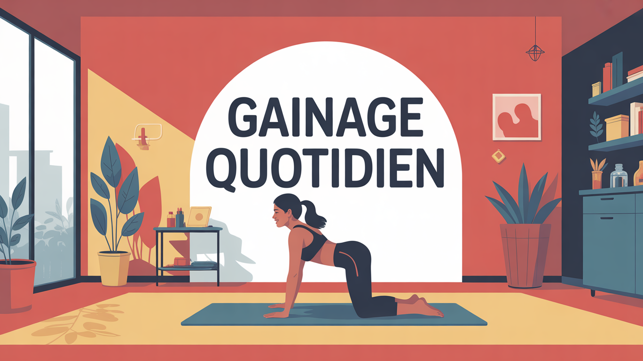 Femme gainage quotidien posture sur tapis moderne
