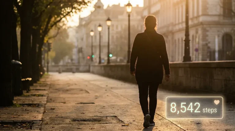Silhouette marche compteur pas sante quotidienne