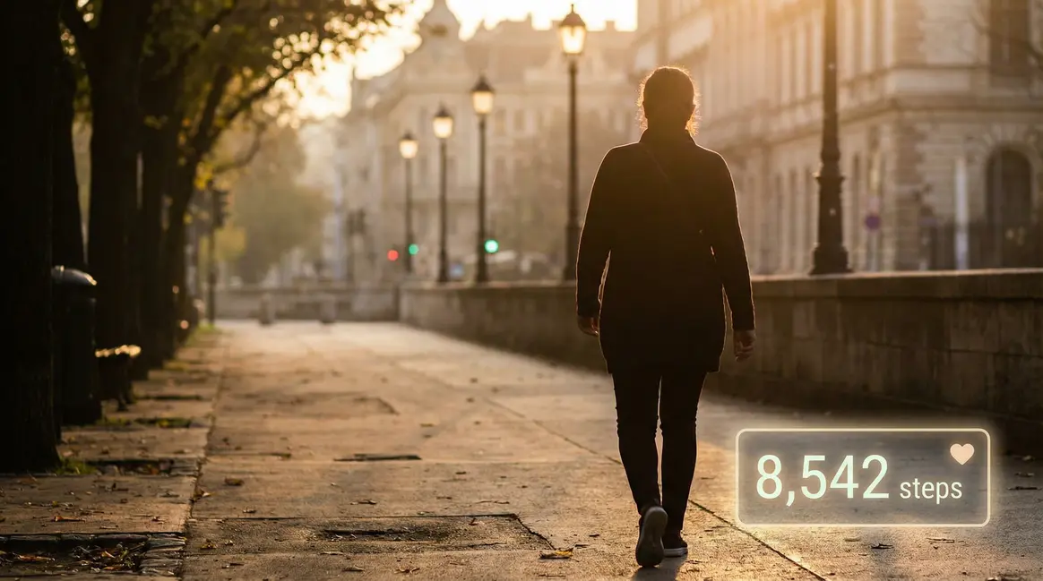 Silhouette marche compteur pas sante quotidienne