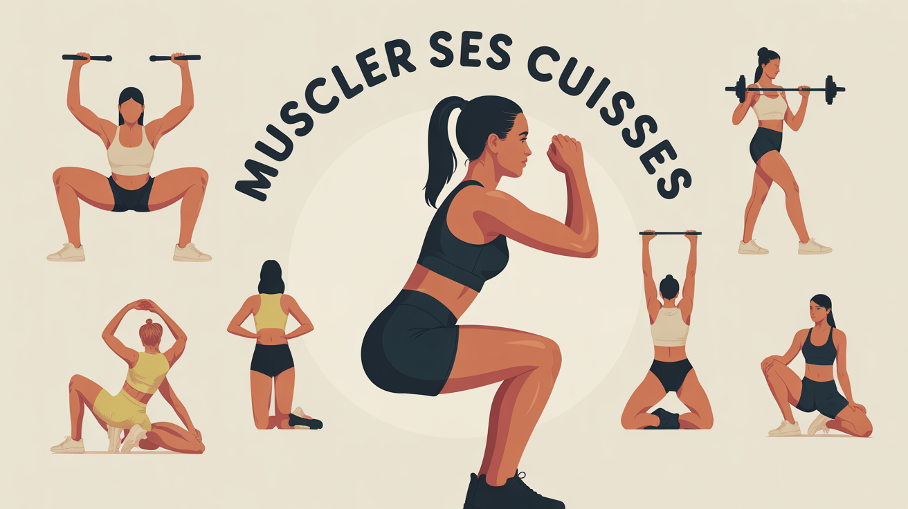 femme squat muscler ses cuisses illustration moderne