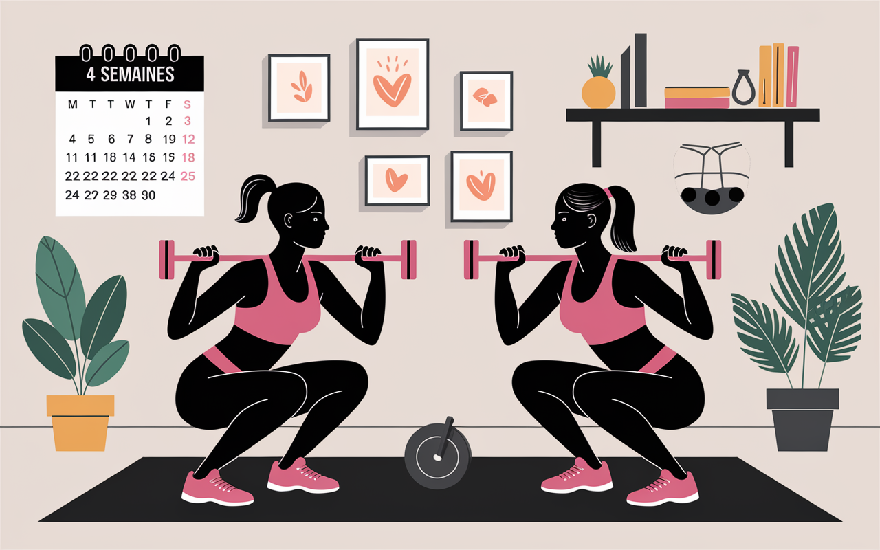 musculation femmes exercices maison progression 4 semaines