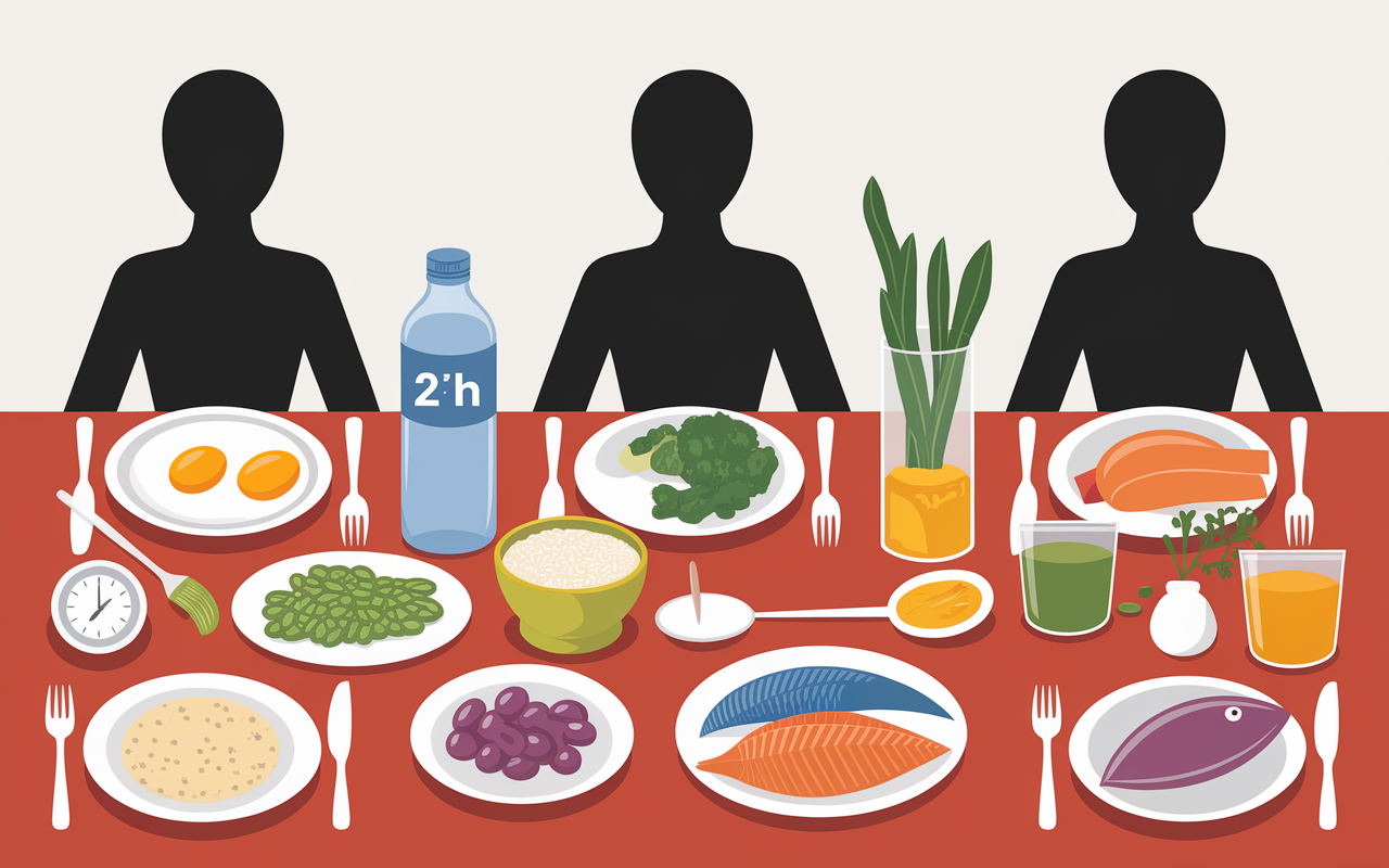 Table nutrition récupération abdos assiette eau sommeil