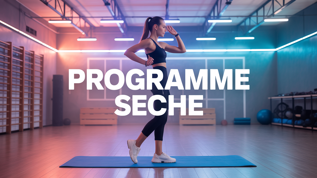Programme seche fitness femme haltères et assiette équilibrée