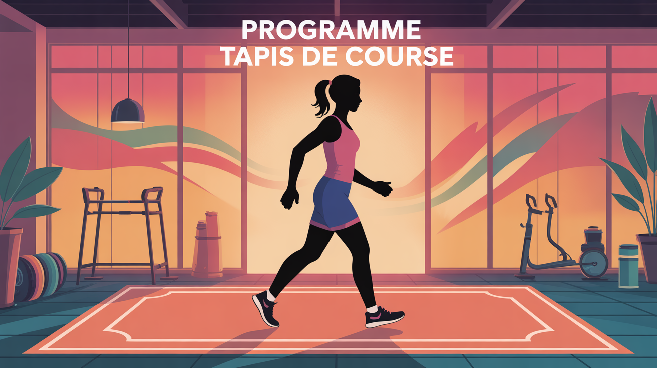 silhouette sur tapis de course interieur sportif programme