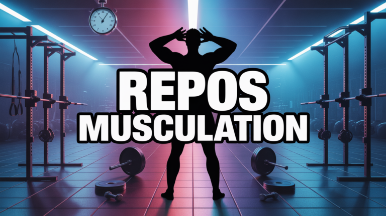 Personne salle musculation avec chronometre et haltères, repos musculation