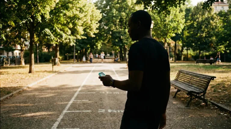 adulte marche parc urbain podometre montre connectee