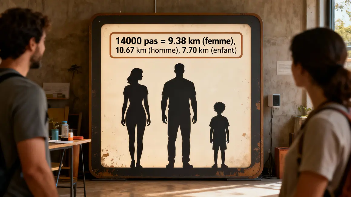 infographie distance 14000 pas femme homme enfant