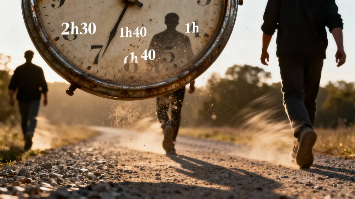 Temps montre silhouettes marche rythmes