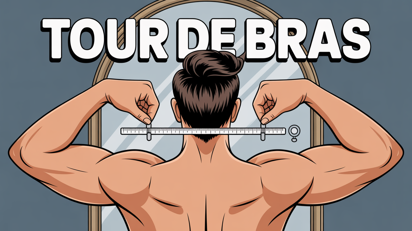 homme mesure tour de bras musculation miroir