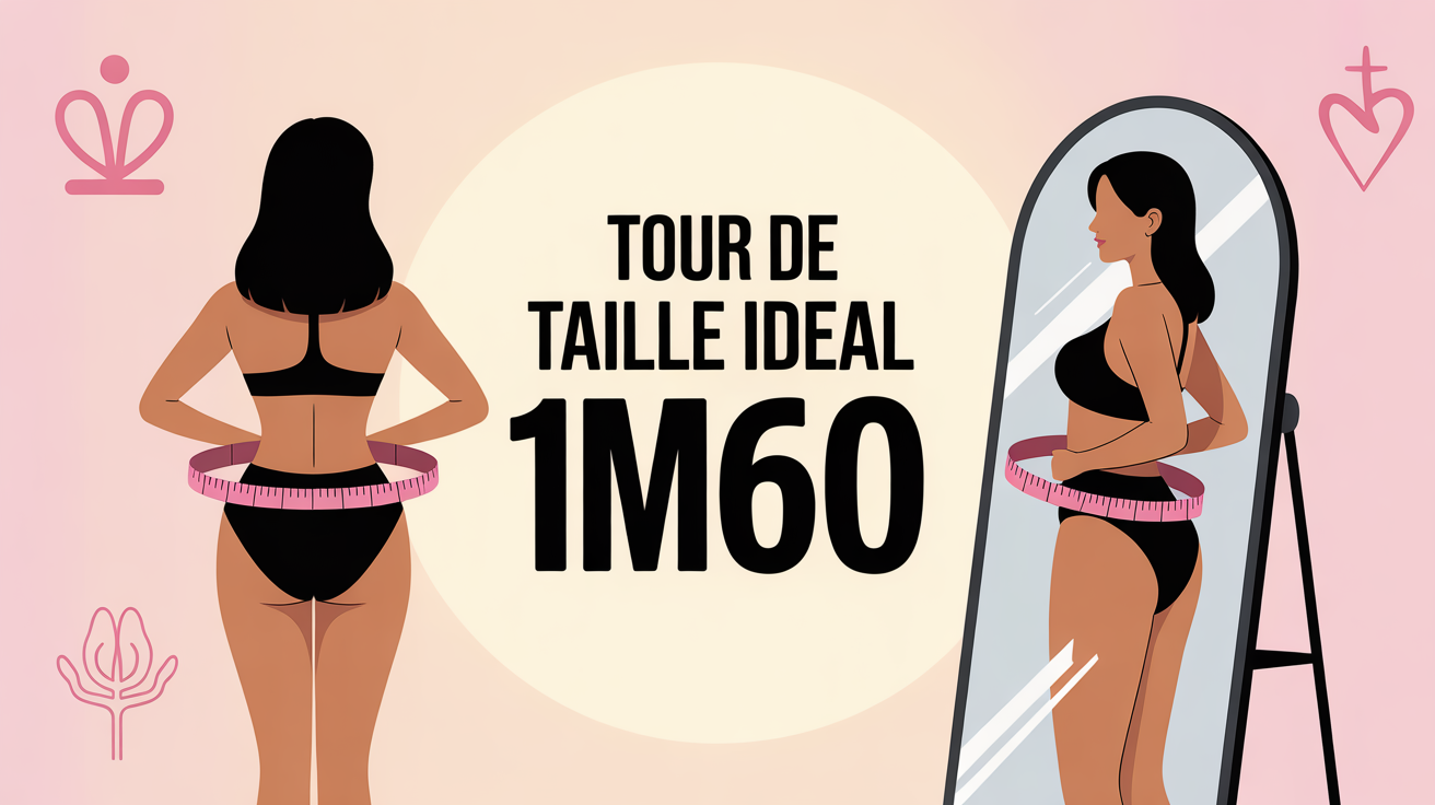 Silhouette femme, ruban mesure, tour de taille ideal 1m60