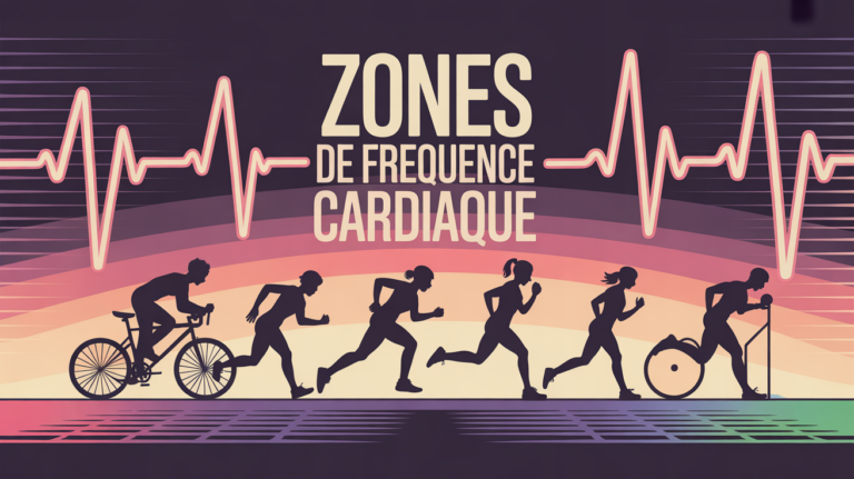 silhouettes sportives et courbe de rythme cardiaque zones