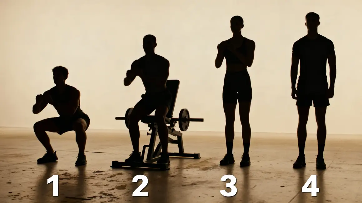 Silhouettes exercices squat presse hip thrust mollets jambes