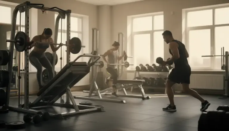 Salle musculation prise de masse jambes squat presse fente