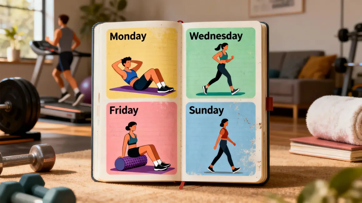 Tableau semaine abdos cardio récupération