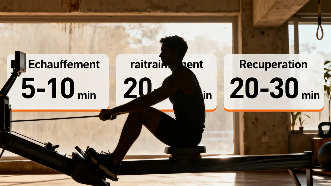 Infographie séance rameur structuré, optimisation entraînement