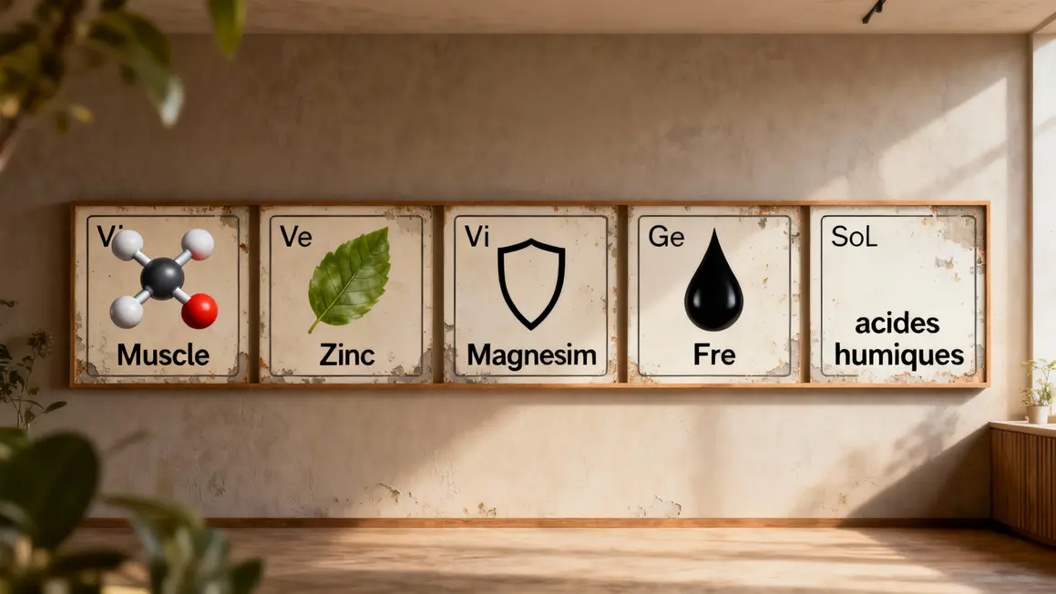 tableau composition shilajit zinc magnesium fer humique