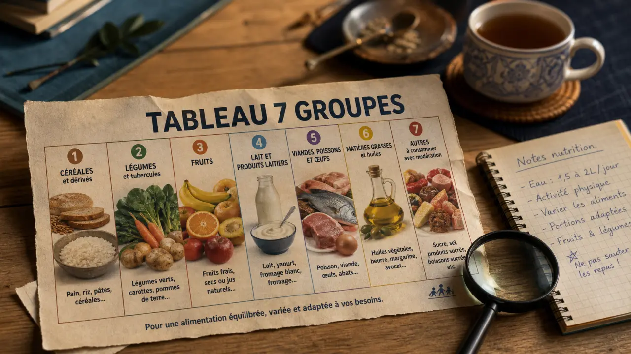 Les 7 groupes d aliments tableau : rôles et exemples