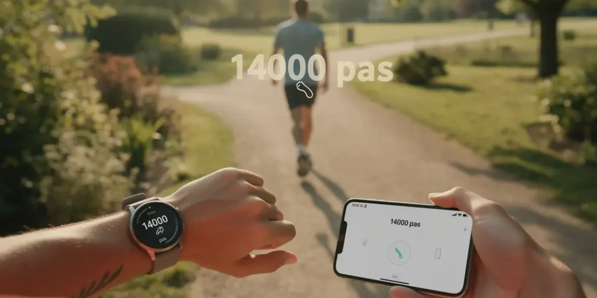 personne marche 14000 pas montre calcul distance