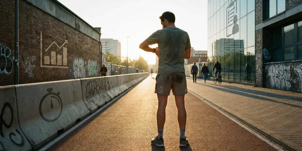 Coureur surveillant sa montre calcul allure vitesse