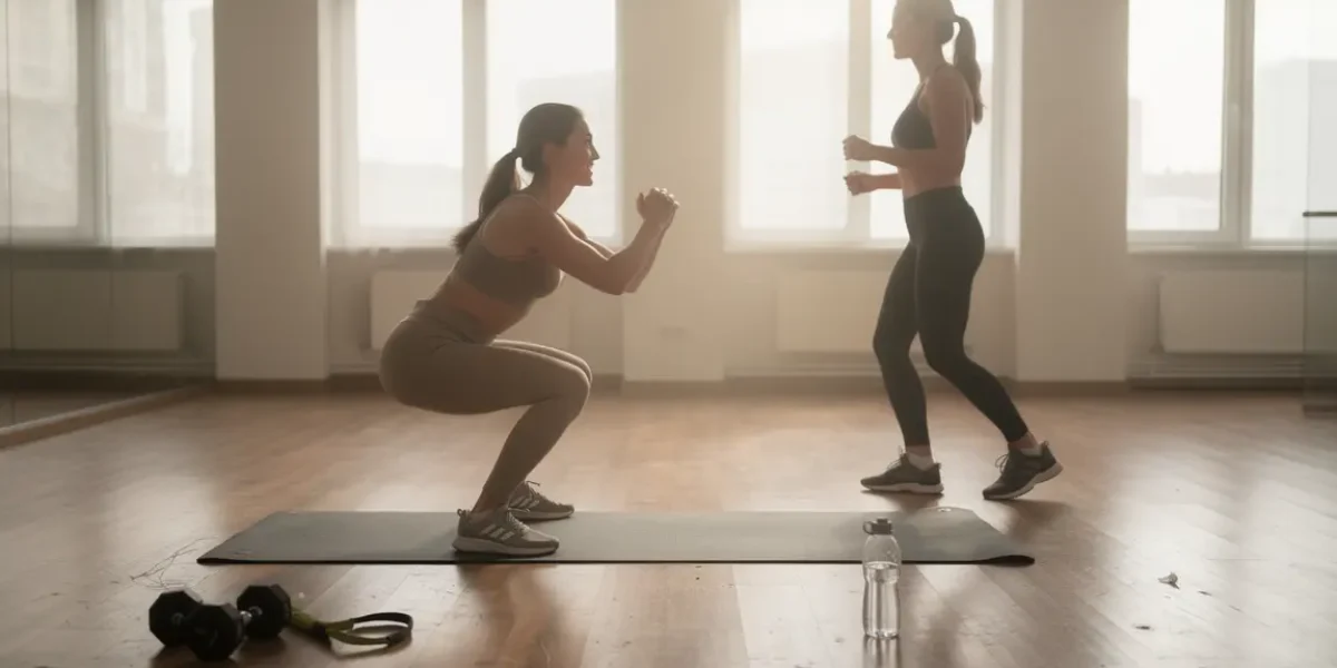 Deux femmes font des exercices pour affiner les cuisses en salle lumineuse