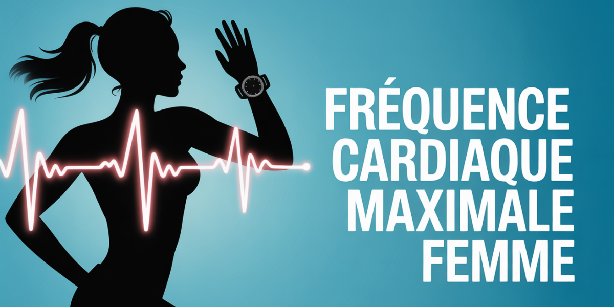 silhouette sportive femme sur ECG bleu frequence cardiaque maximale
