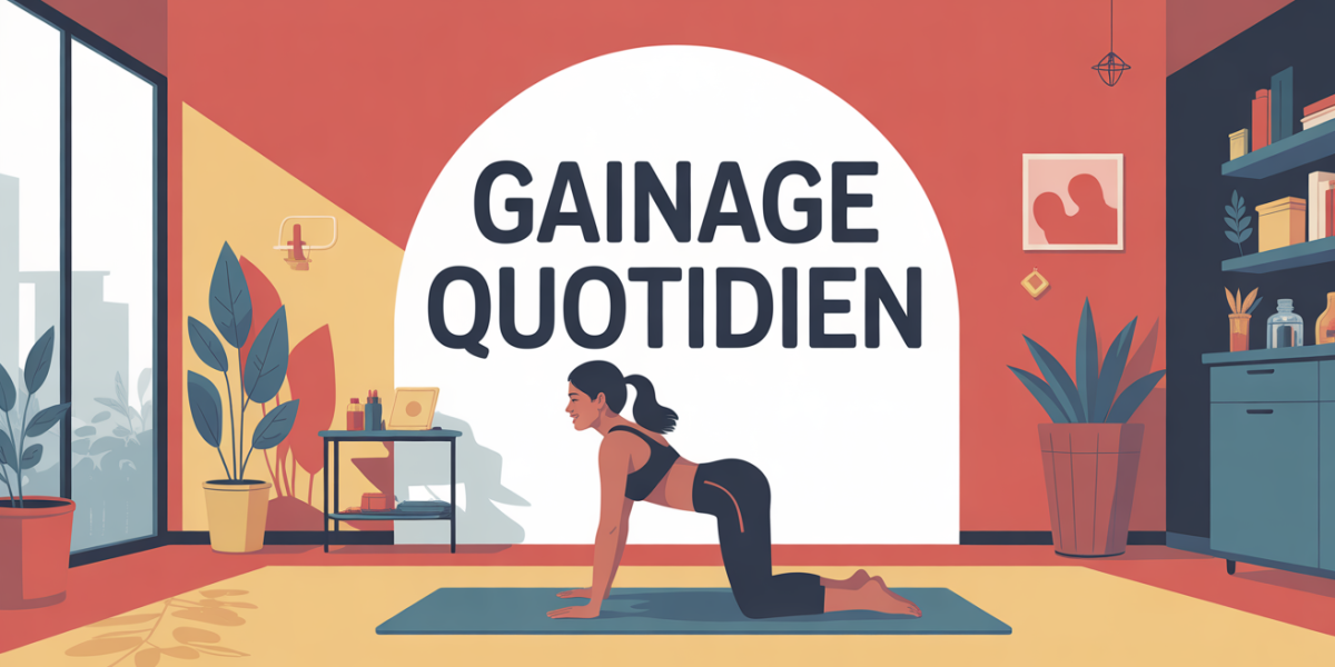 Femme gainage quotidien posture sur tapis moderne