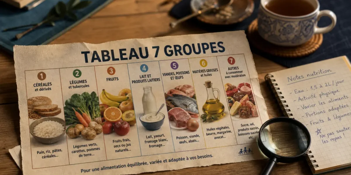 Les 7 groupes d aliments tableau : rôles et exemples