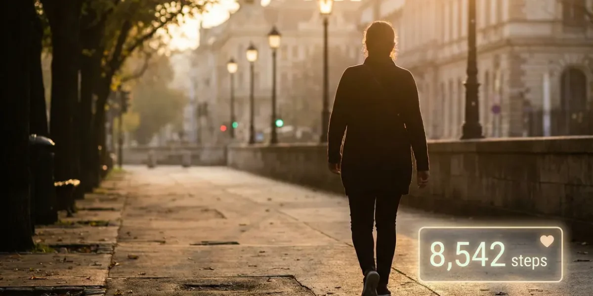 Silhouette marche compteur pas sante quotidienne