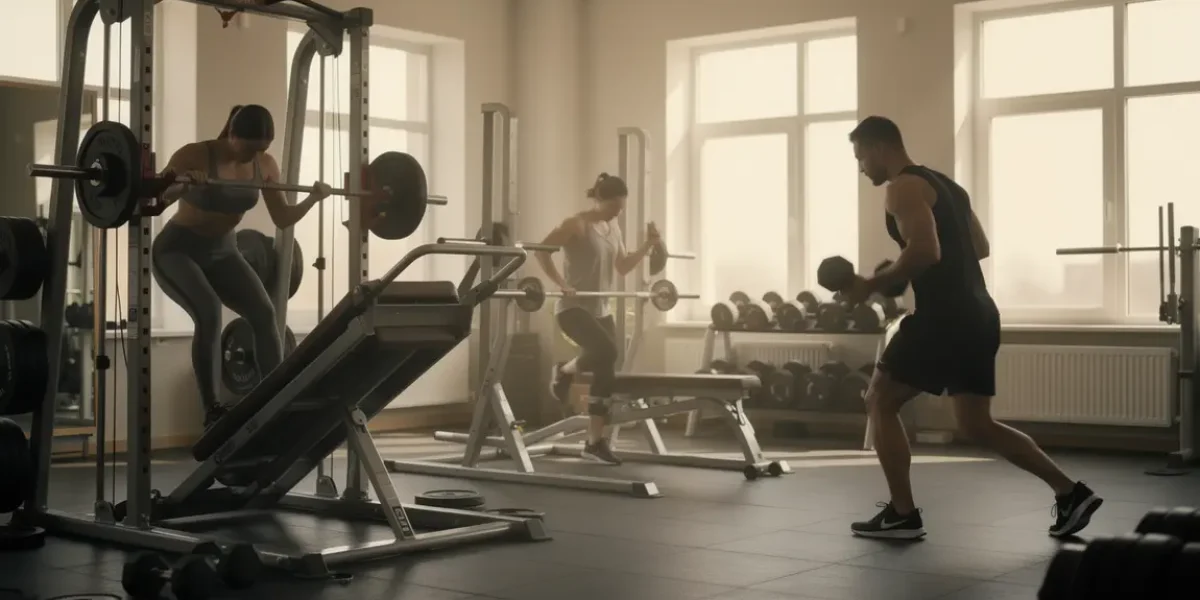 Salle musculation prise de masse jambes squat presse fente