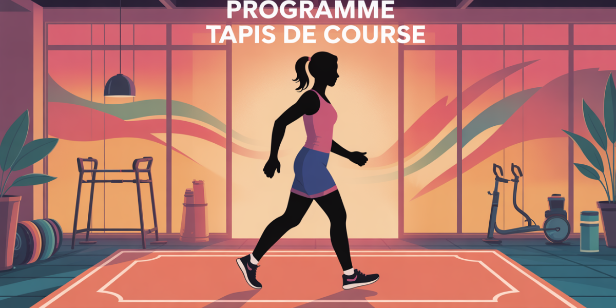 silhouette sur tapis de course interieur sportif programme