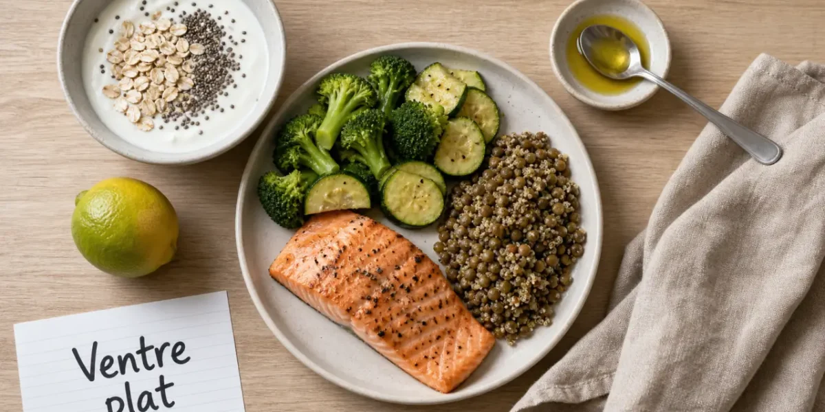 Recette pour maigrir le ventre : assiette légère fibres et protéines, cuisson légère