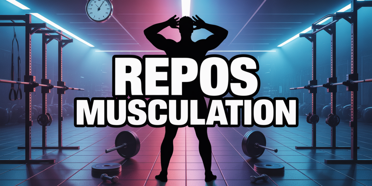 Personne salle musculation avec chronometre et haltères, repos musculation