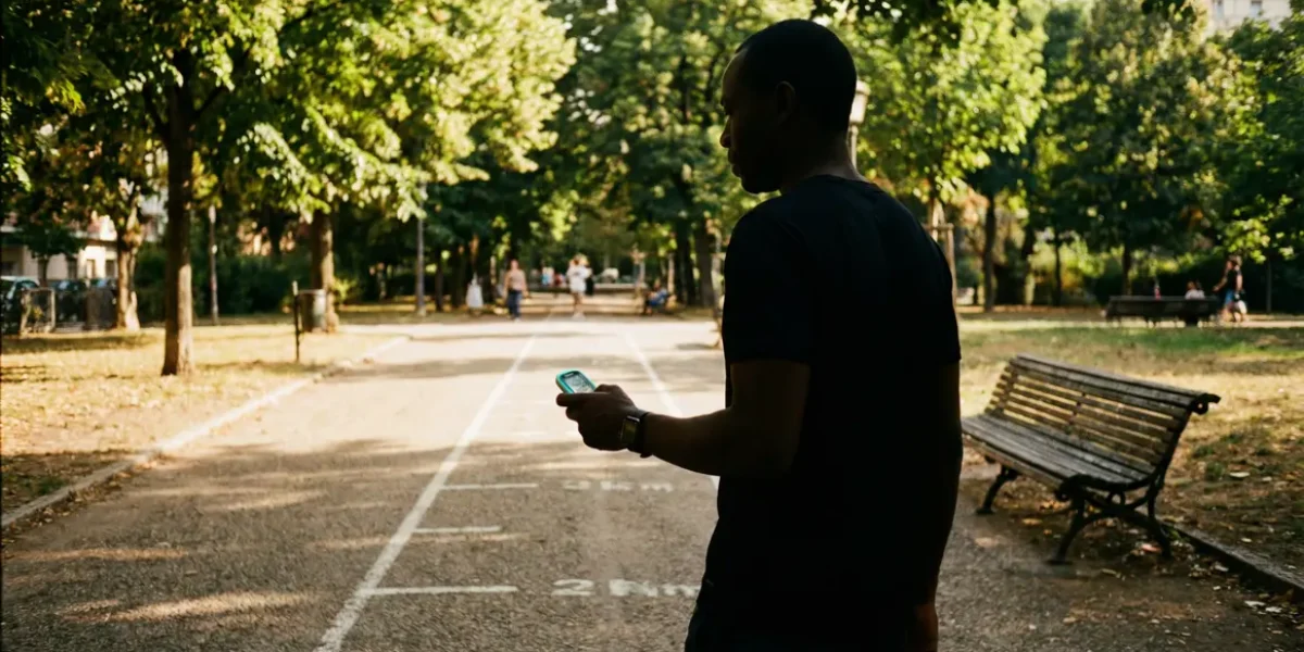 adulte marche parc urbain podometre montre connectee