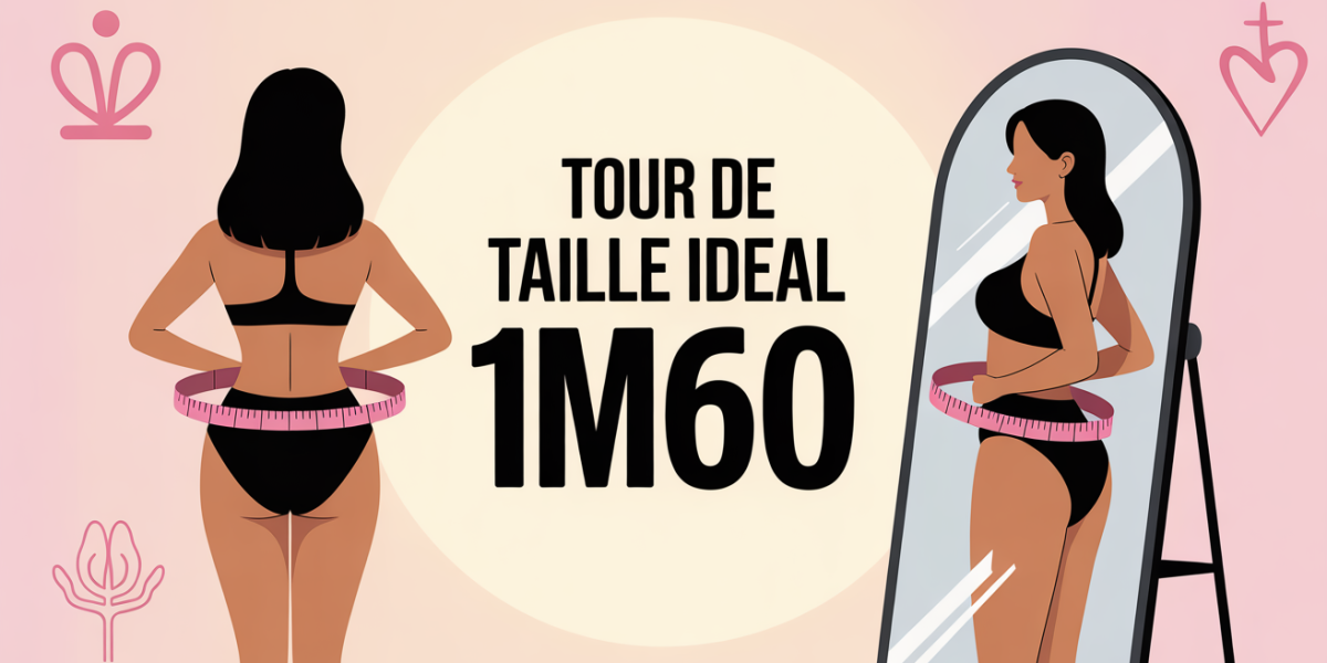 Silhouette femme, ruban mesure, tour de taille ideal 1m60